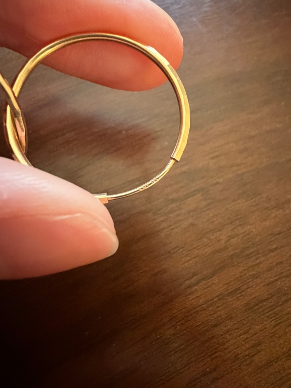 14k Sleeper Hoop Earrings - Picture 2 of 2